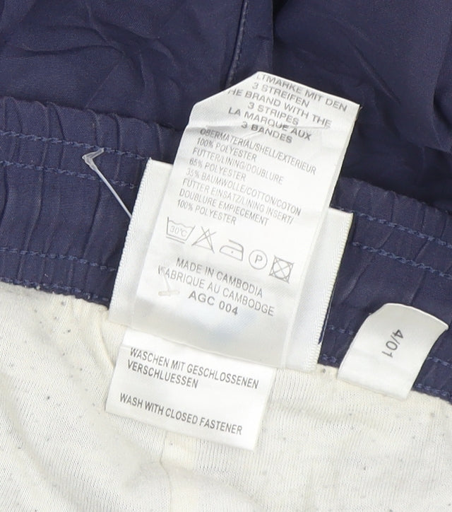 Adidas Men's Blue Polyester Track Pants Size L Elastic Waist Activewear