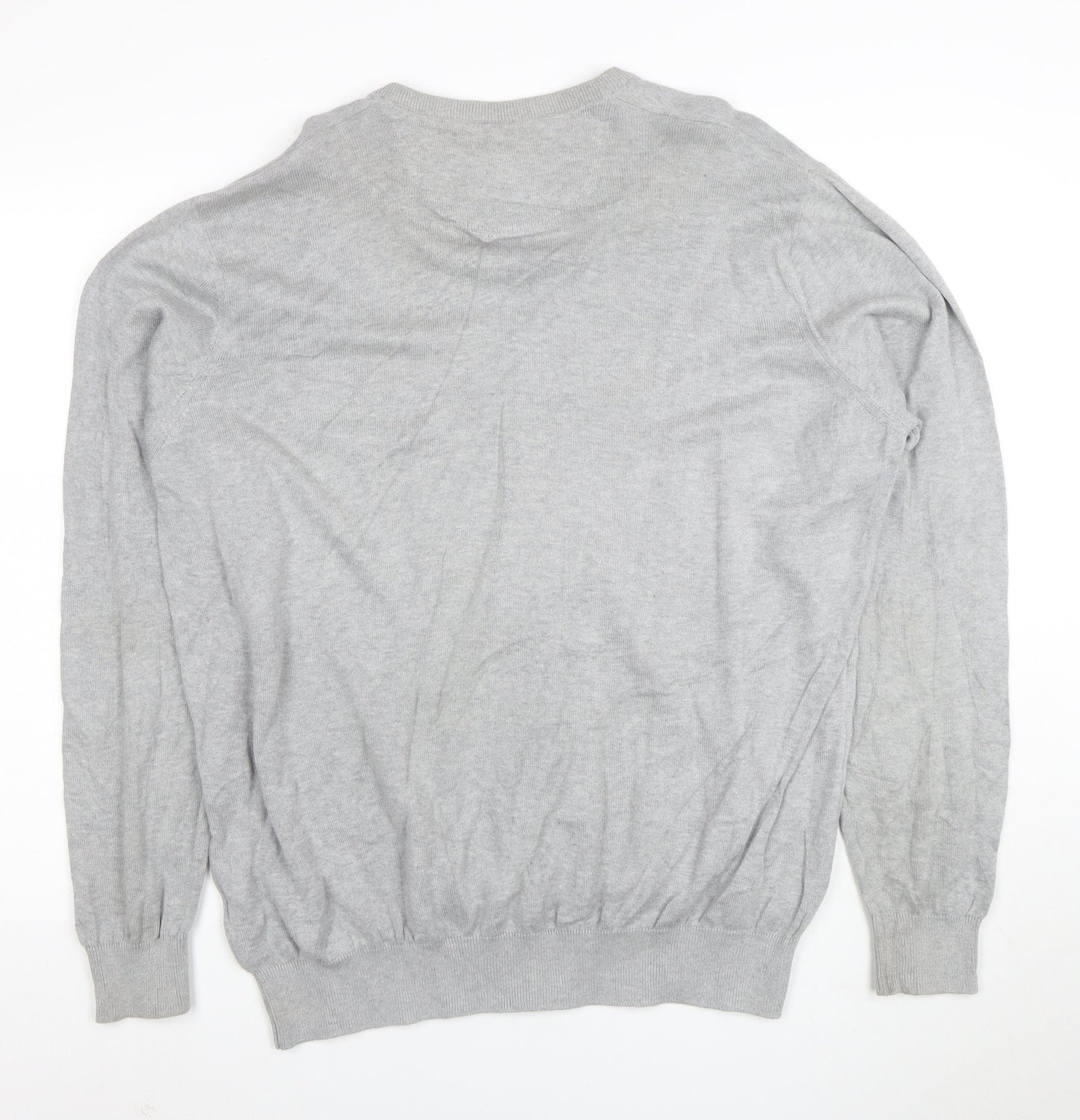Lacoste Mens Grey Cotton V-Neck Jumper 2XL Regular Fit