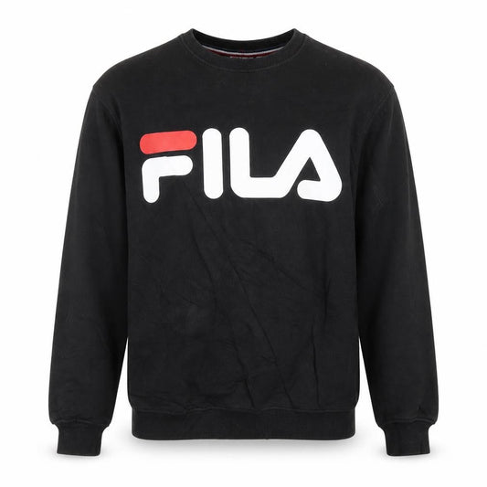 FILA Mens Black Small Pullover Sweatshirt Crew Neck Graphic Logo