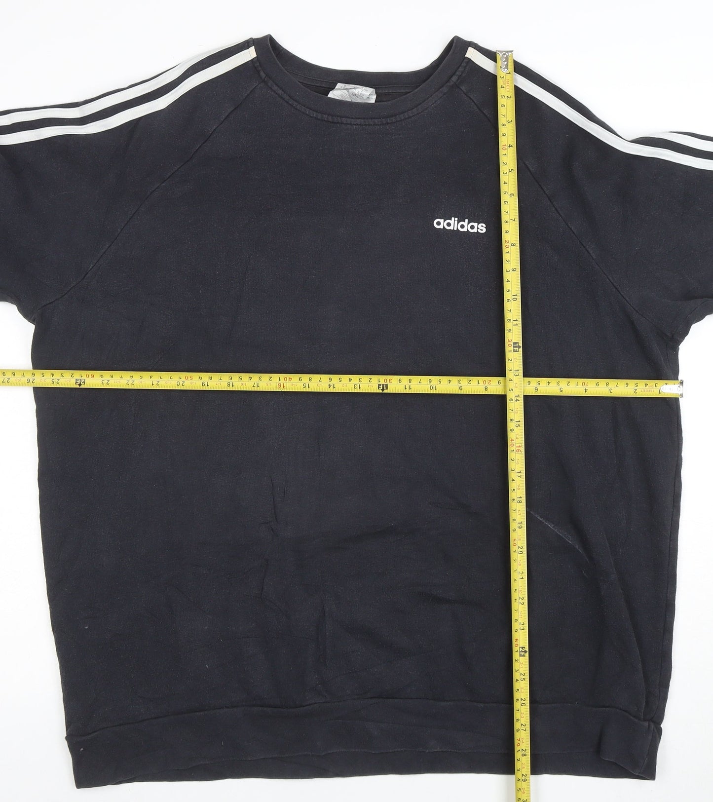 Adidas Women Black XL Pullover Sweatshirt 3-Stripes Logo Crew Neck