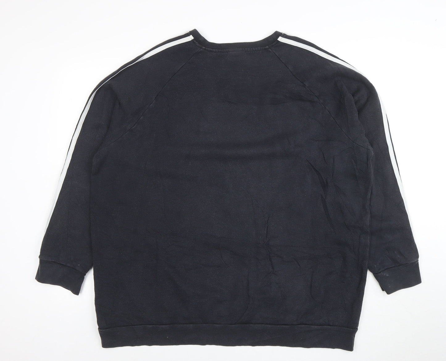 Adidas Women Black XL Pullover Sweatshirt 3-Stripes Logo Crew Neck