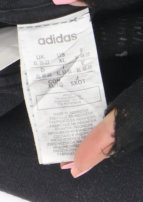 Adidas Women Black XL Pullover Sweatshirt 3-Stripes Logo Crew Neck