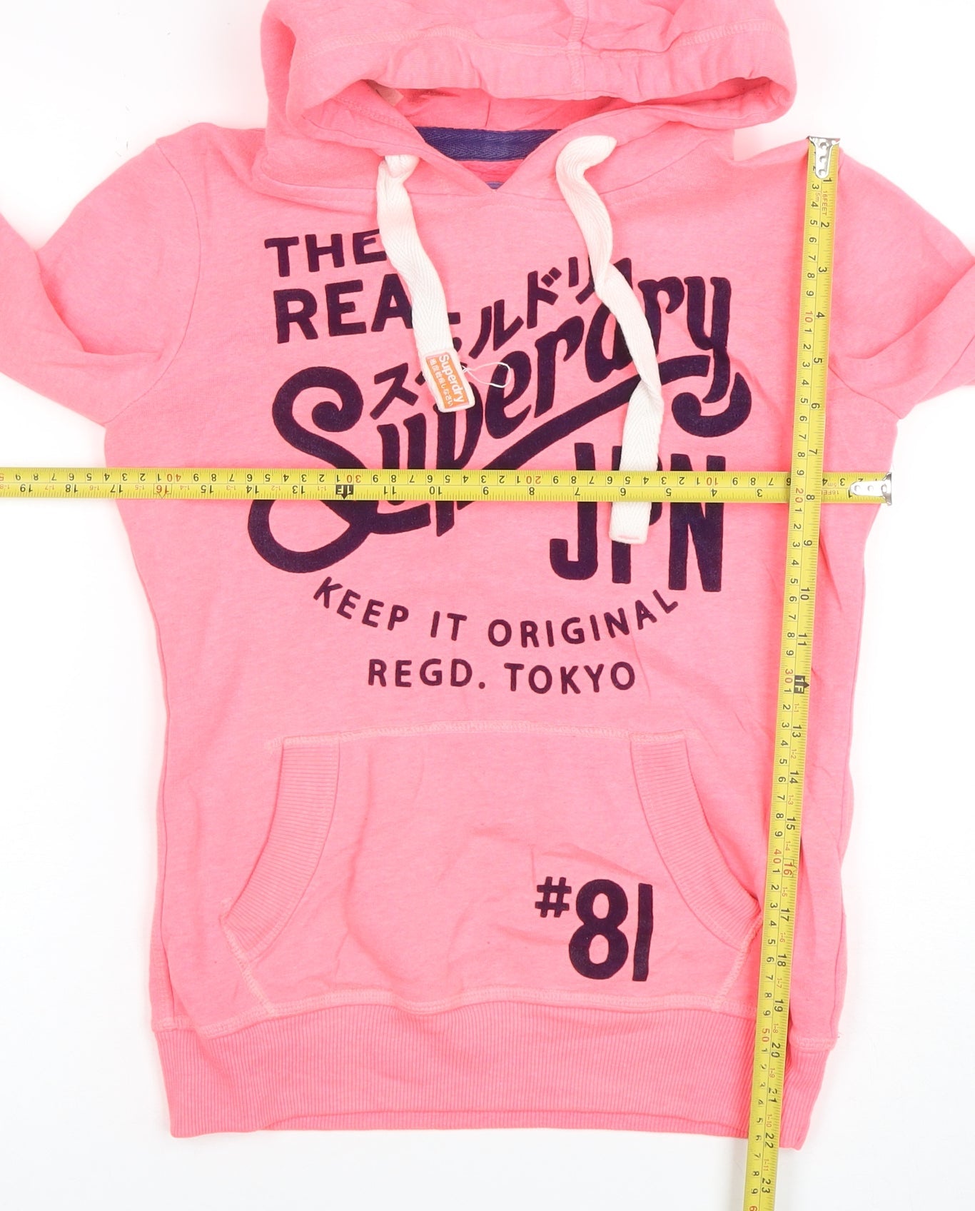Superdry Womens Pink Pullover Hoodie XS Graphic Print #81