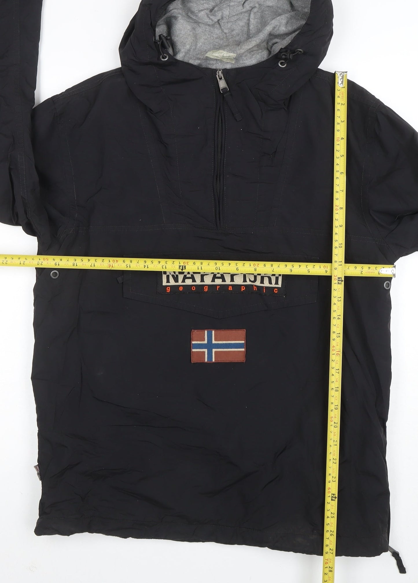 Napapijri Men's Black Small Hooded Anorak Jacket Polyester Lined Waterproof