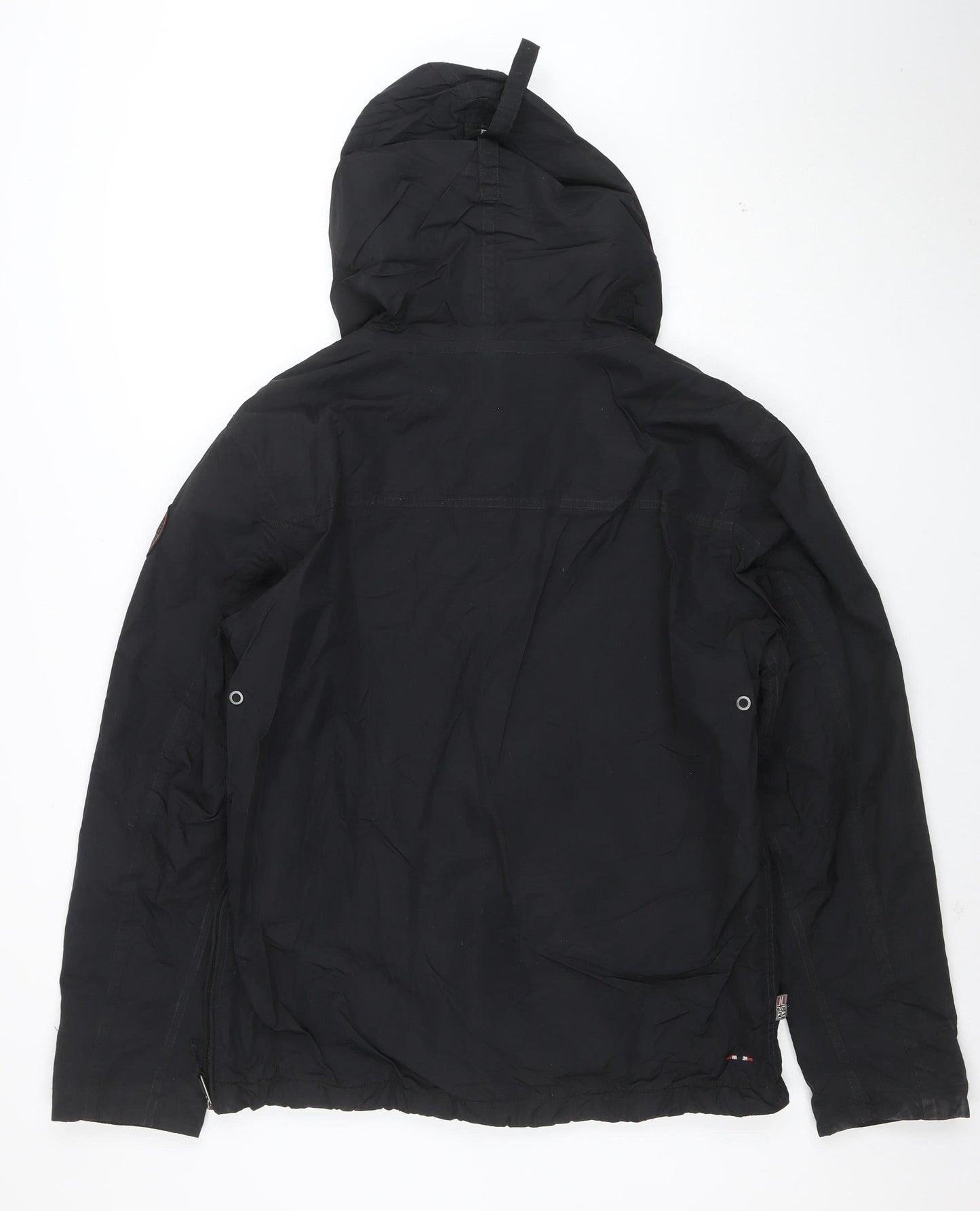 Napapijri Men's Black Small Hooded Anorak Jacket Polyester Lined Waterproof