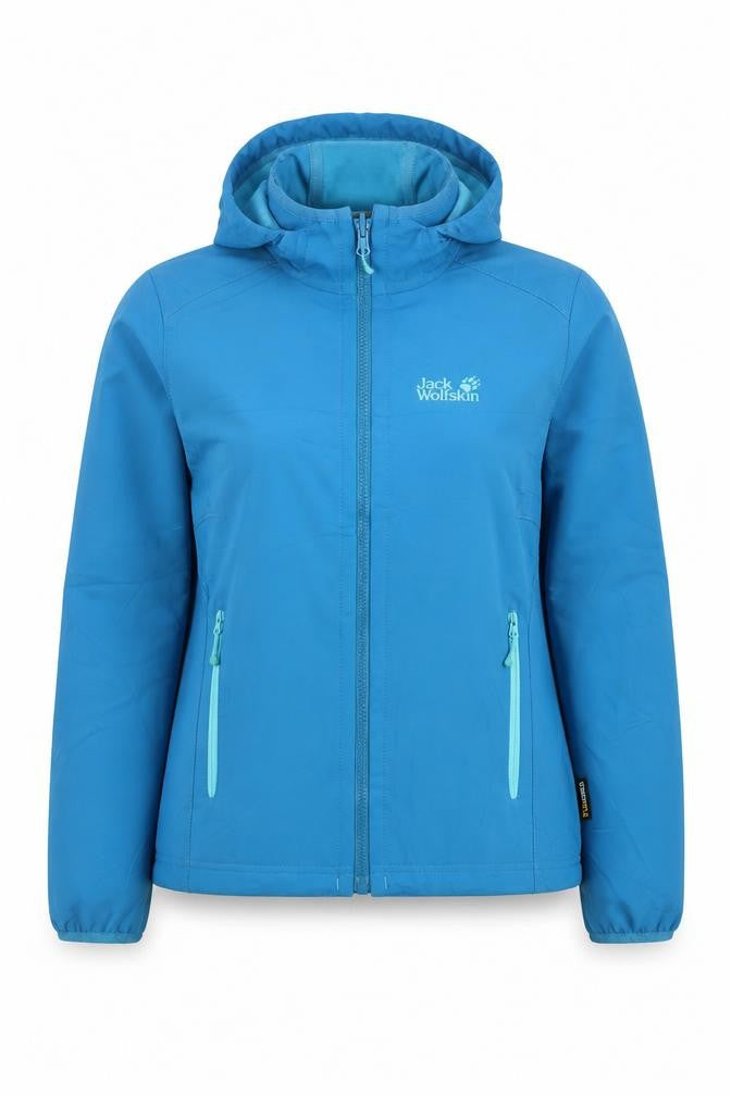 Jack Wolfskin Women Blue Softshell Hooded Jacket Size 10