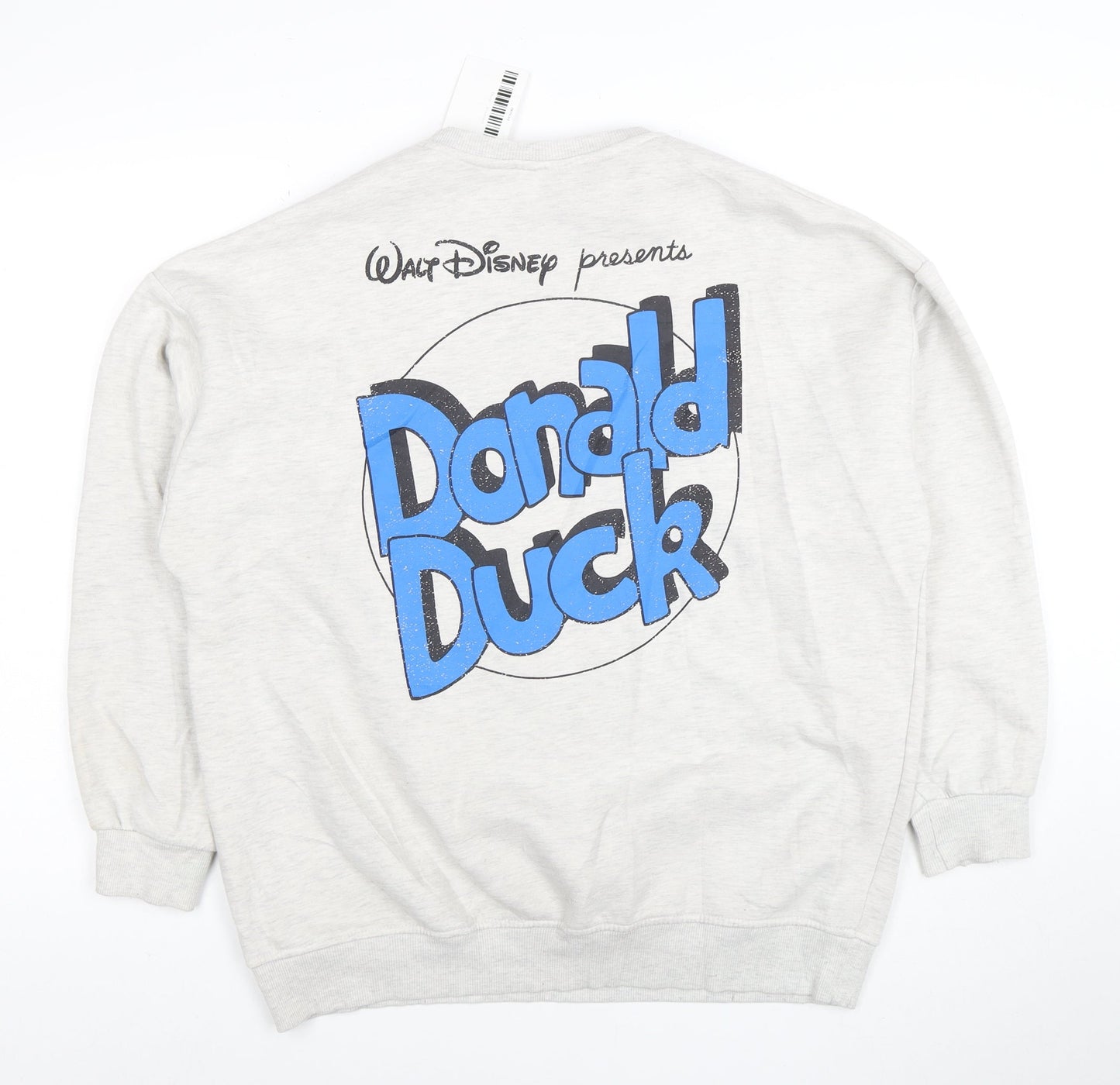 Disney Unisex Grey Donald Duck Graphic Pullover Sweatshirt XS