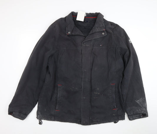 Tommy Hilfiger Men’s Black XL Windbreaker Jacket Cotton Nylon