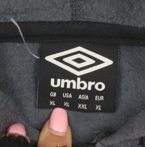 Umbro Mens Grey Black Full Zip Hoodie XL Derby County Logo