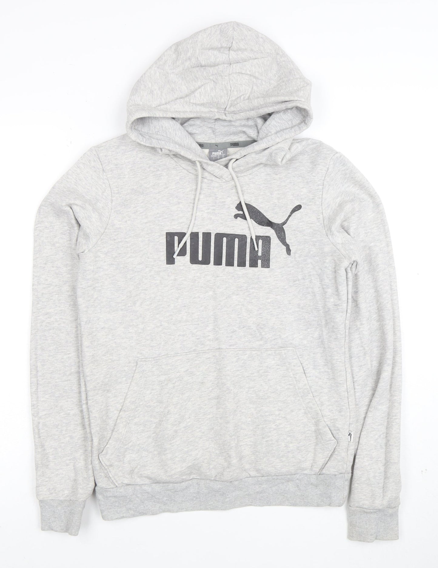 Puma Women Grey Hooded Pullover Sweatshirt Size 10 UK Classic Style