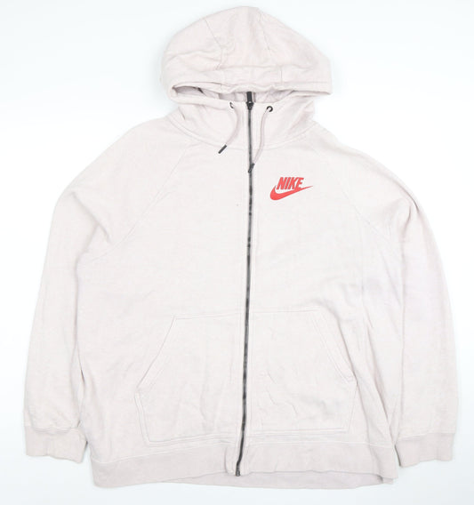 Nike Women Beige Full Zip Hoodie 2X Cotton Blend Casual