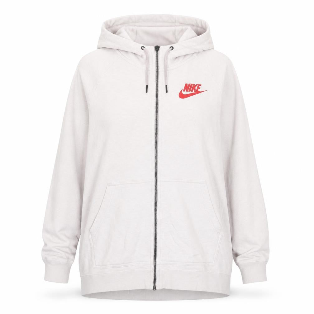 Nike Women Beige Full Zip Hoodie 2X Cotton Blend Casual