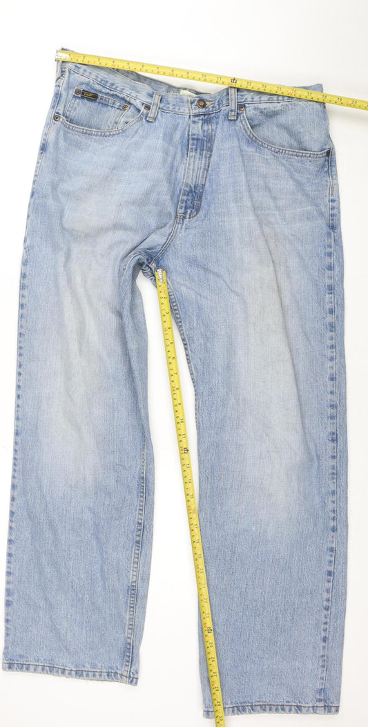 Lee Men's Blue 38x32 Relaxed Straight Leg Denim Jeans