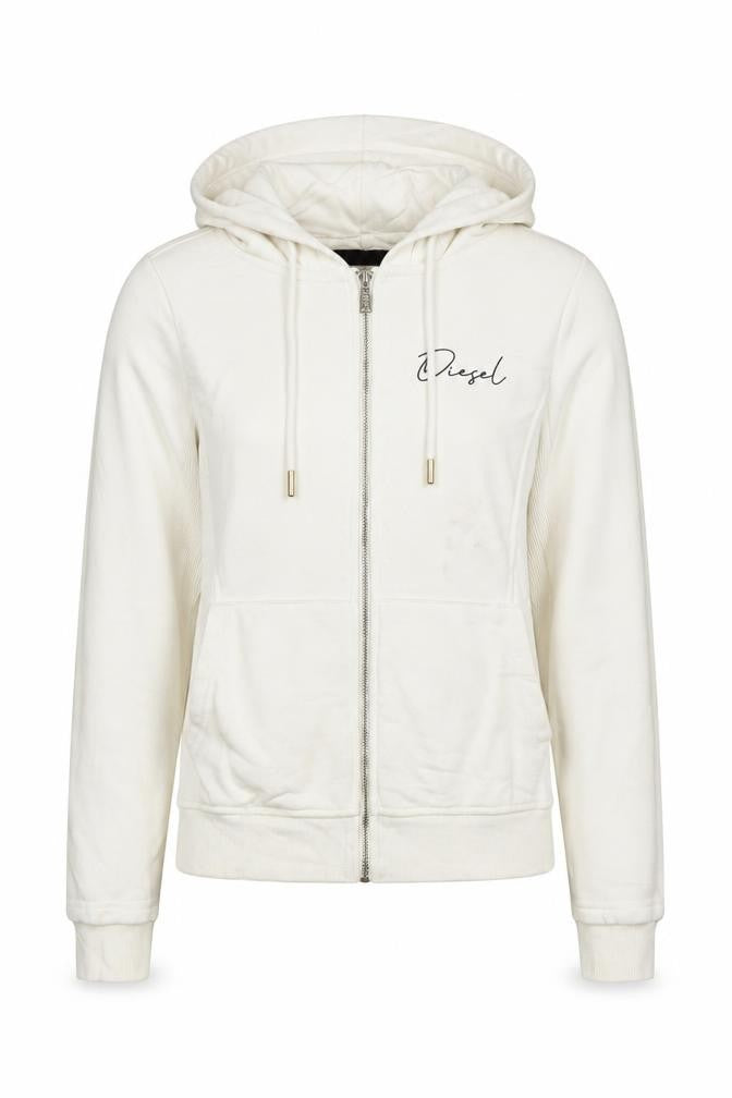 Diesel Womens Ivory Full Zip Hoodie XS Cotton Blend Casual