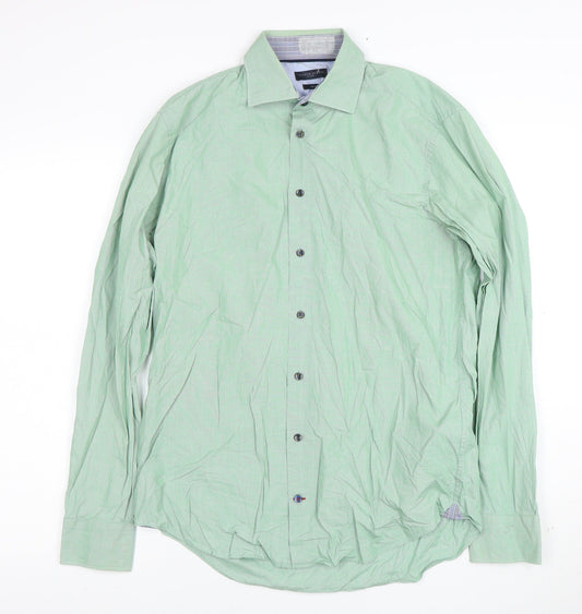 Tommy Hilfiger Men’s Green Slim Fit Long Sleeve Button-Up Shirt Size 15.75