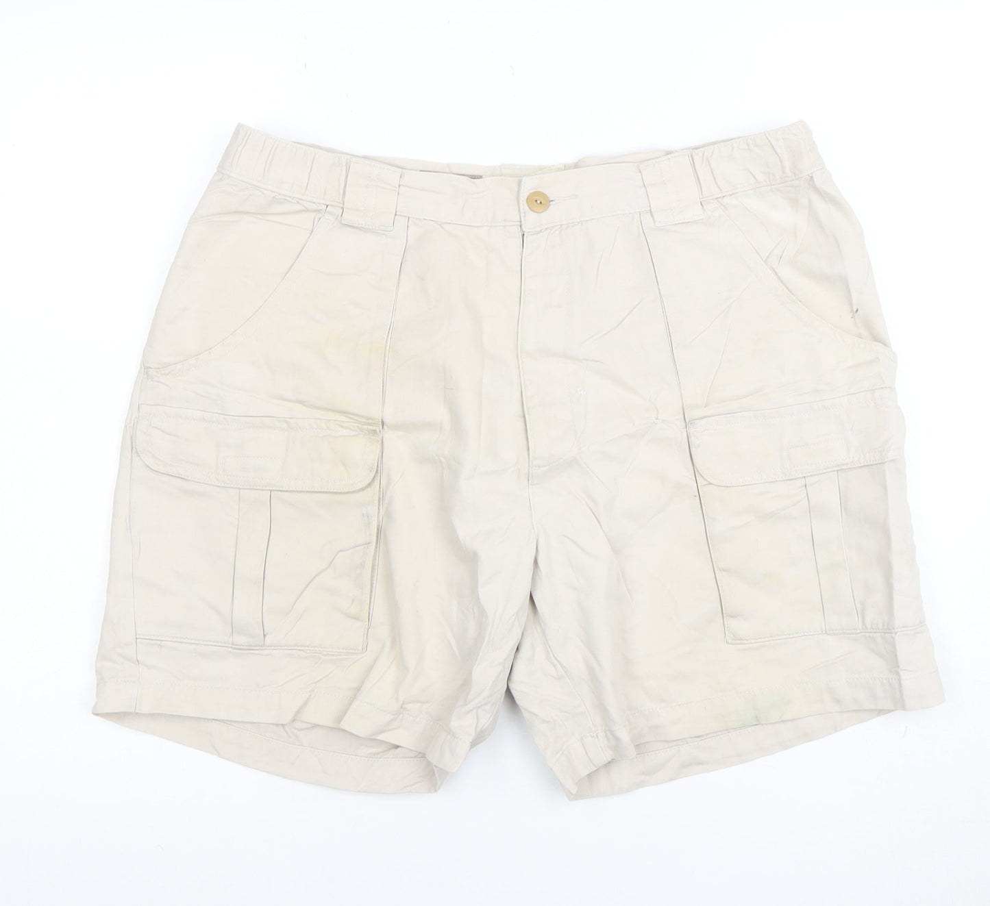 Savane Men's Beige Cotton Cargo Shorts 38W Casual Outdoor