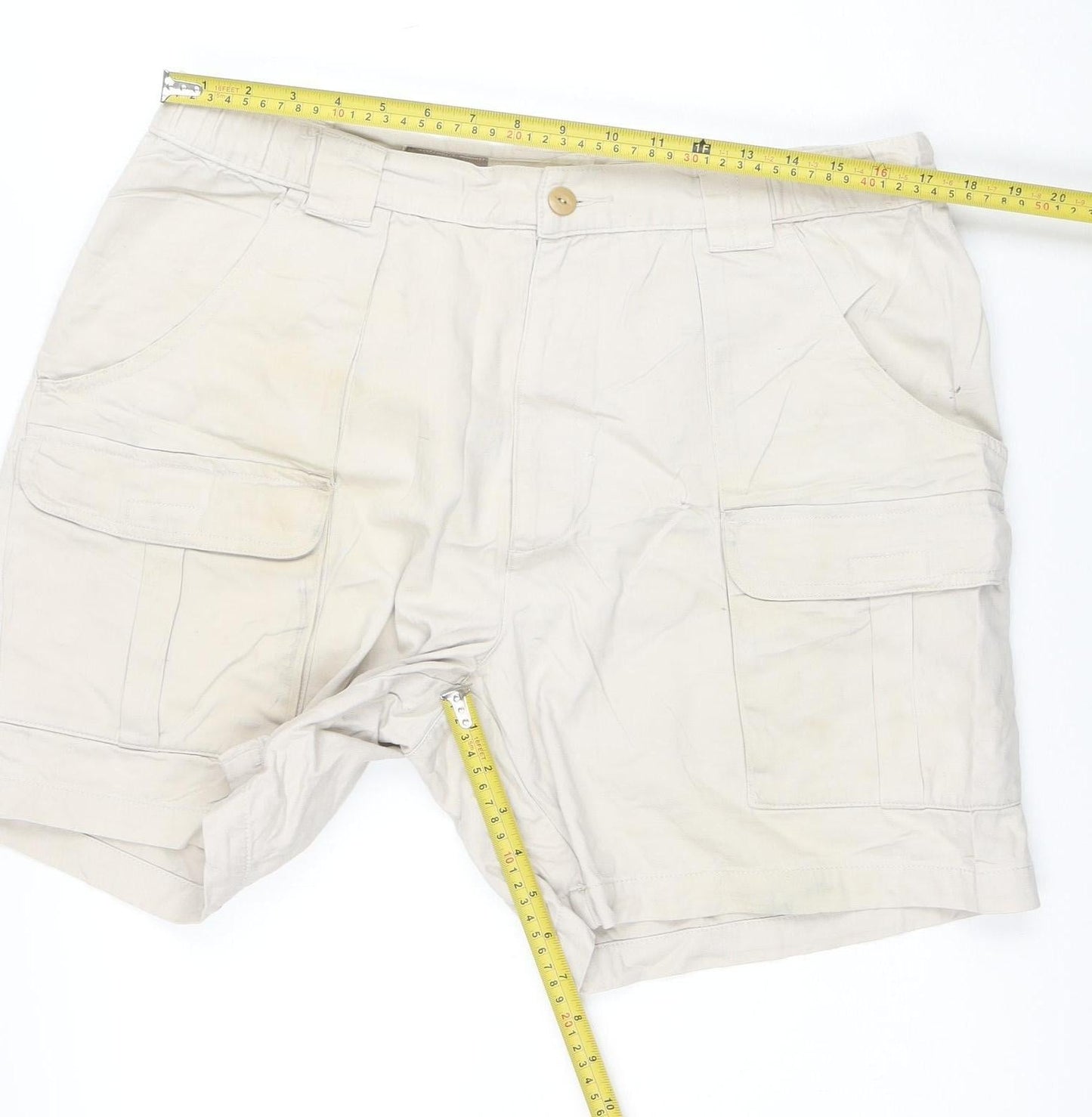 Savane Men's Beige Cotton Cargo Shorts 38W Casual Outdoor