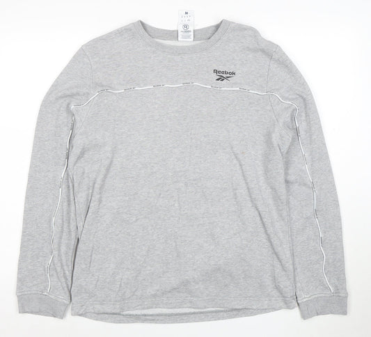 Reebok Men’s Grey Logo Crew Neck Long Sleeve Sweatshirt M