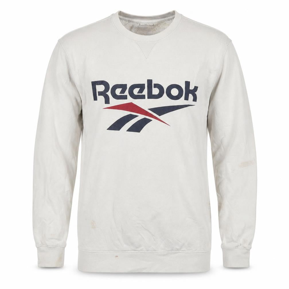 Reebok Men's White Pullover Sweatshirt M Logo Graphic Fleece