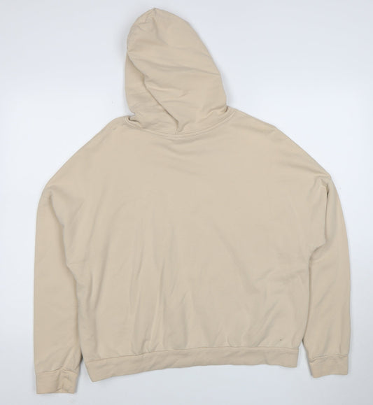 ASOS Design Women Beige Hoodie Size 12 Pullover Cotton Relaxed Fit