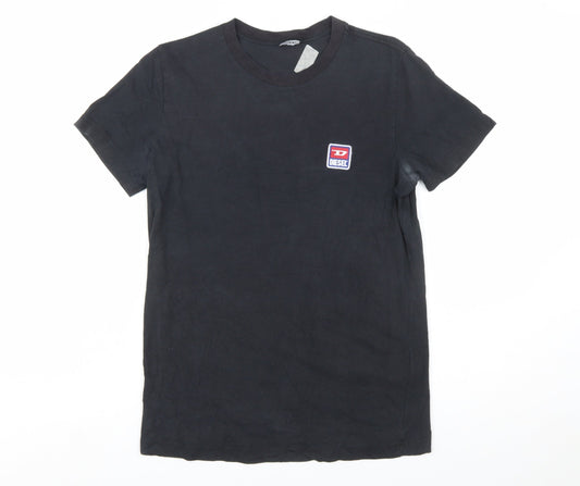Diesel Men's Black Cotton Crew Neck Logo T-Shirt Size S