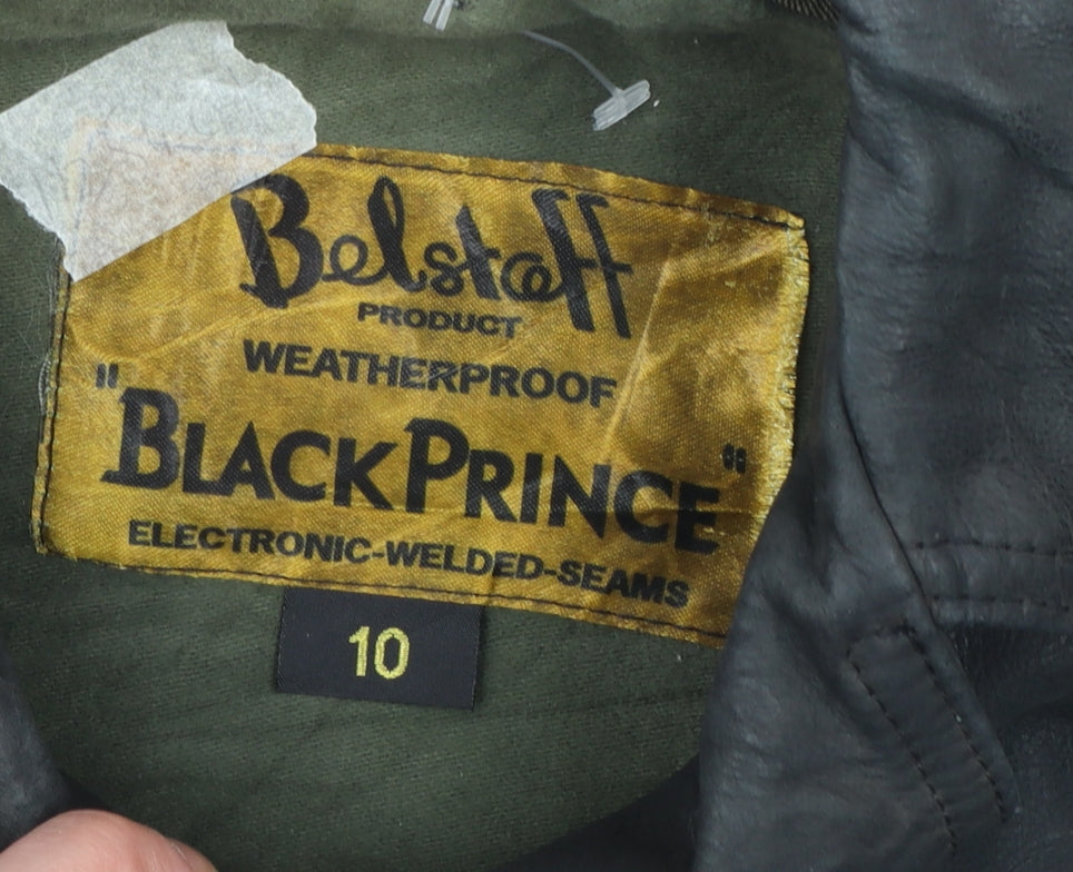 Belstaff Boys Black Leather Pea Coat Jacket 10 Years Classic Weatherproof