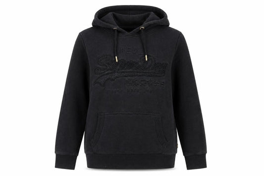 Superdry Womens Black Size 16 Pullover Hoodie with Logo Design