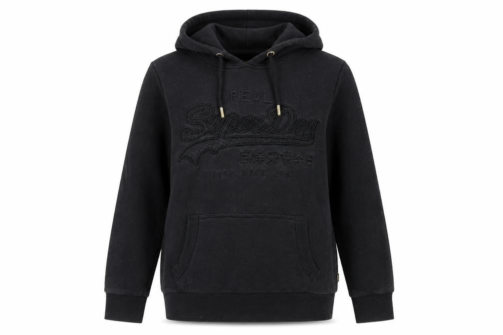 Superdry Womens Black Size 16 Pullover Hoodie with Logo Design