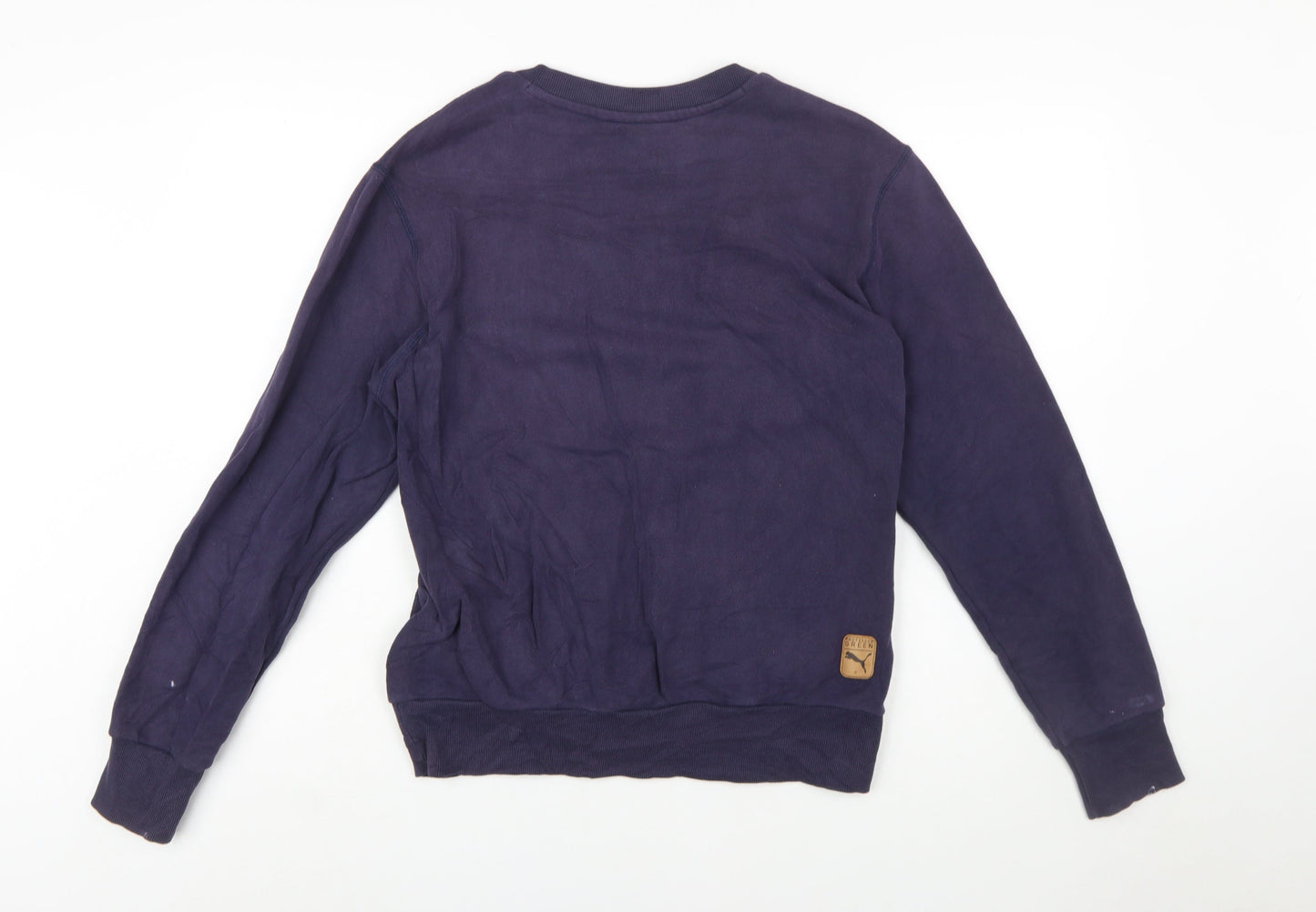 Puma Men's Navy Blue Graphic Print Crew Neck Sweatshirt Size S