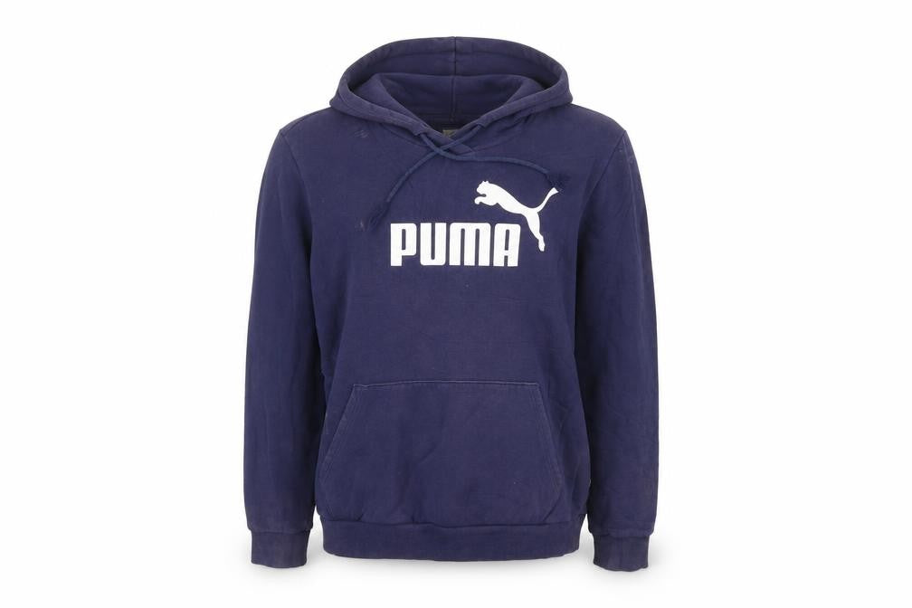Puma Men's Blue Pullover Hoodie L Fleece Logo Sweatshirt