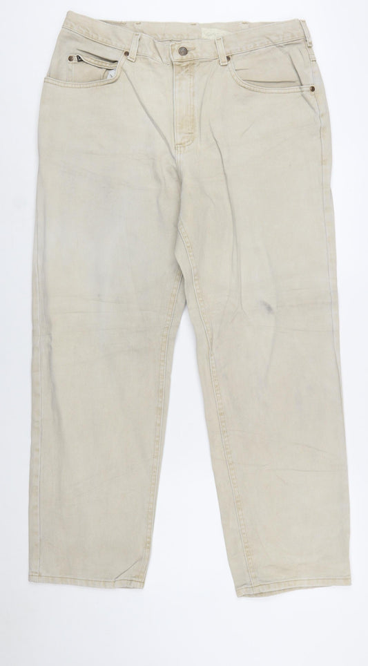 Lee Men's Beige 38x30 Straight Fit Cotton Denim Jeans