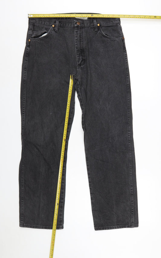 Wrangler Men's Black Straight Jeans 36x30 Regular Fit Denim