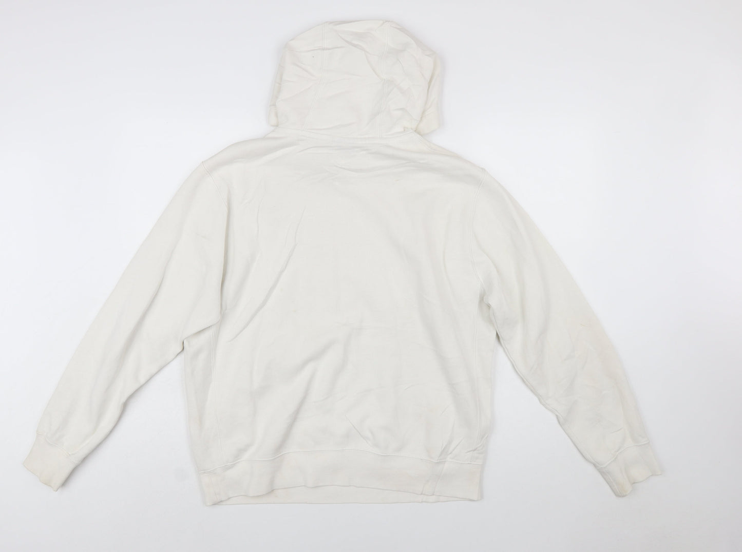 Nike Women Ivory Pullover Hoodie Medium Cotton Blend Logo Casual