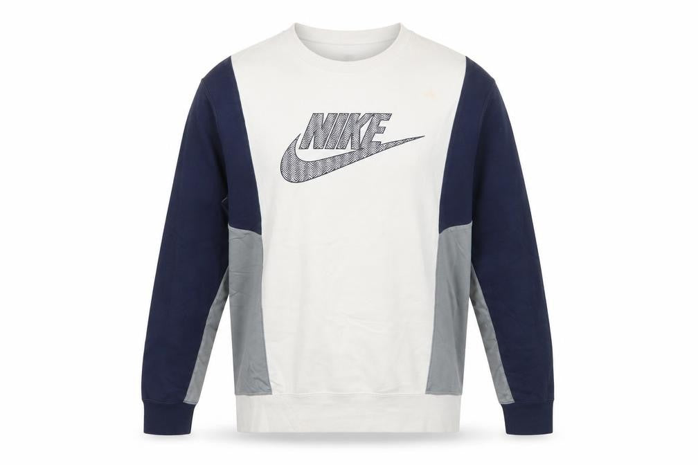 Nike Men's Grey Blue Crew Neck Pullover Sweatshirt M