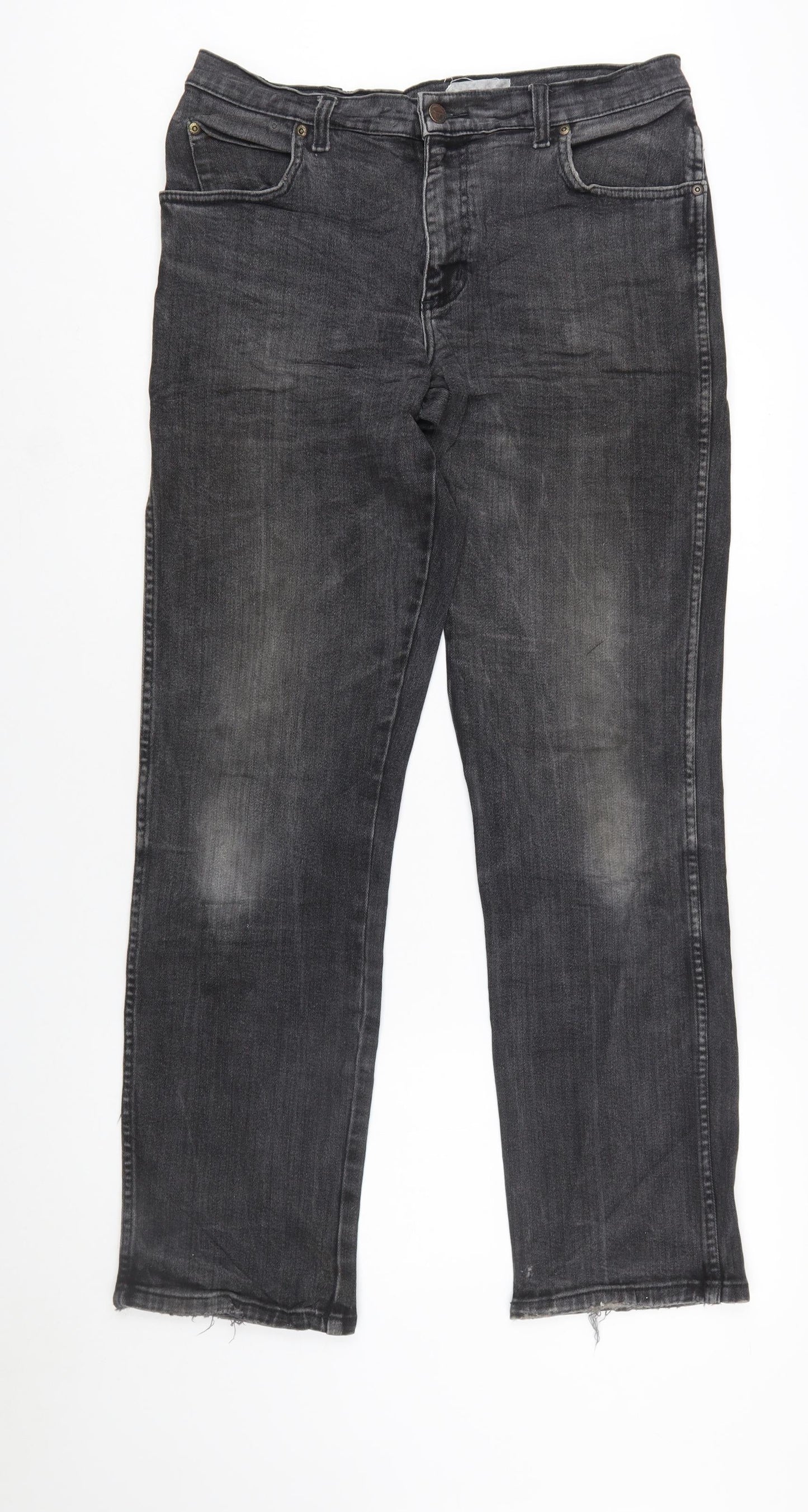 Wrangler Men's Black Grey Straight Texas Stretch Jeans W33 L34