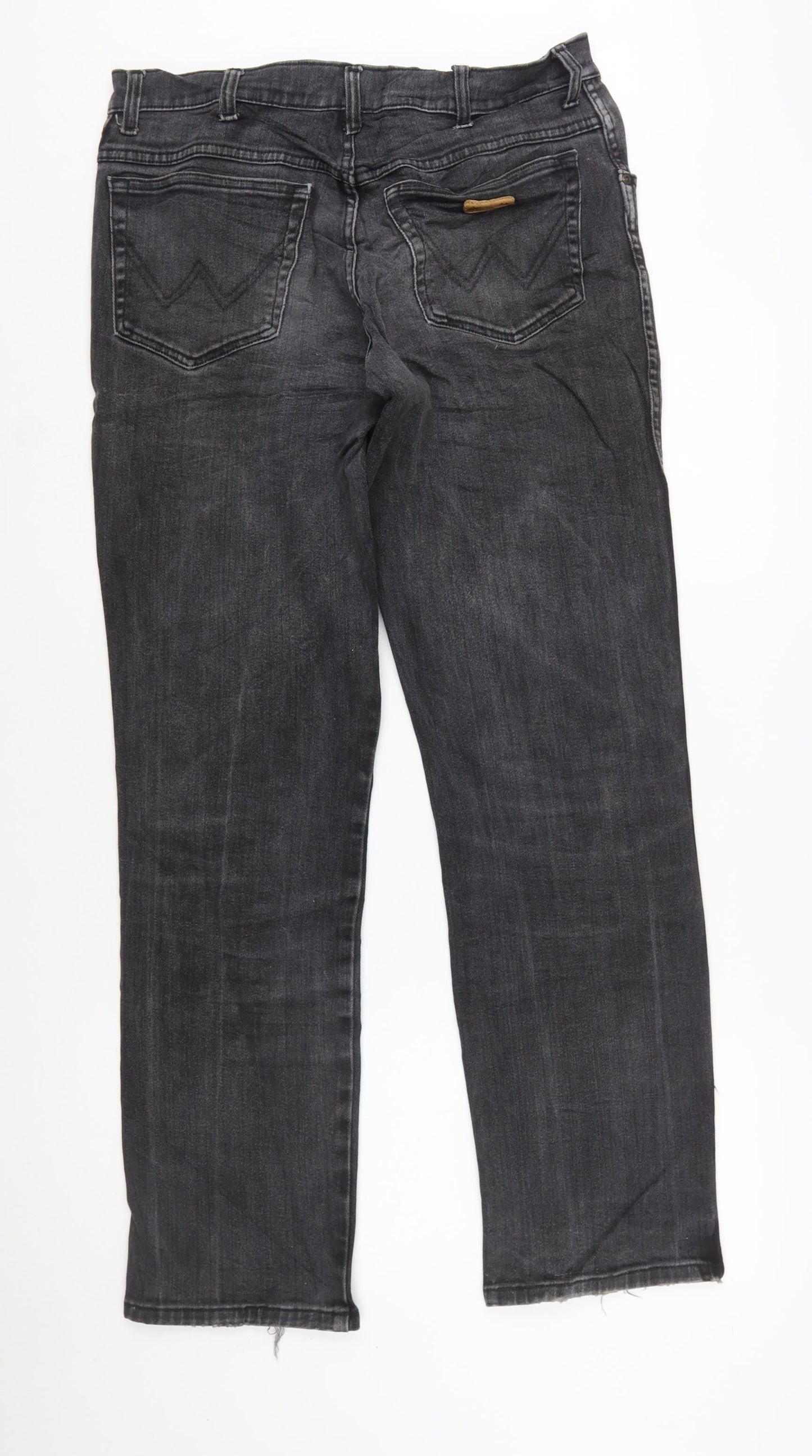 Wrangler Men's Black Grey Straight Texas Stretch Jeans W33 L34