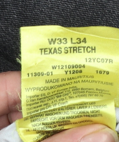 Wrangler Men's Black Grey Straight Texas Stretch Jeans W33 L34