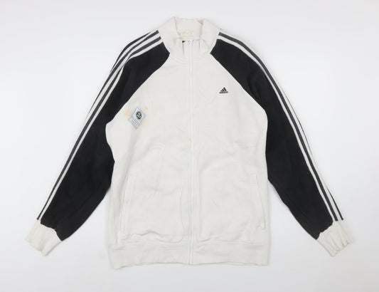 Adidas Men's White Full Zip Sweatshirt L Sports Fleece Jacket