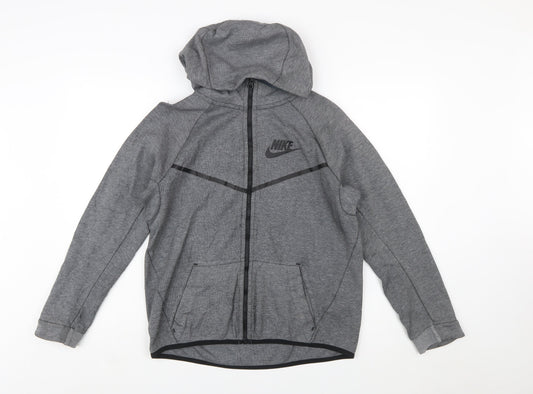 Nike Boys Grey Full Zip Hoodie XL 13-15 Years Hooded Sportswear