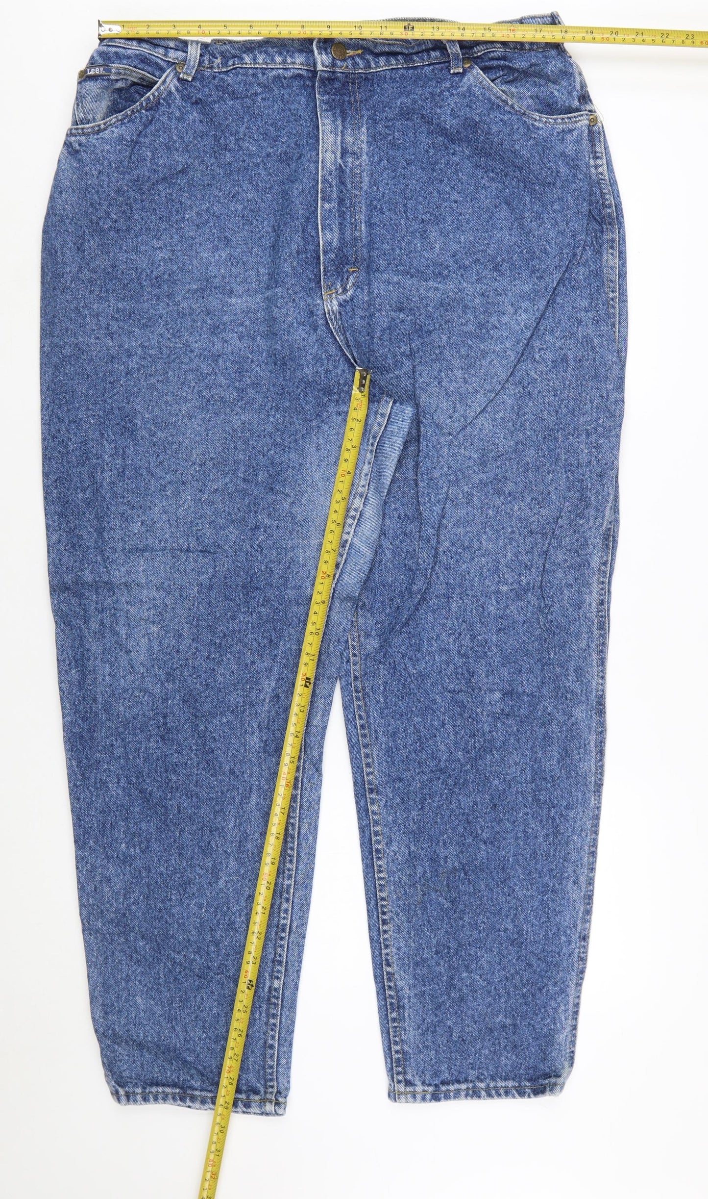 Lee Women Blue Vintage Stonewash Mom Jeans Size 22 High Rise Denim