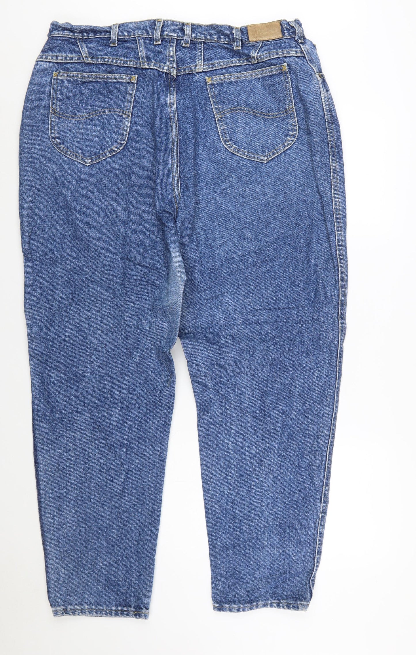 Lee Women Blue Vintage Stonewash Mom Jeans Size 22 High Rise Denim