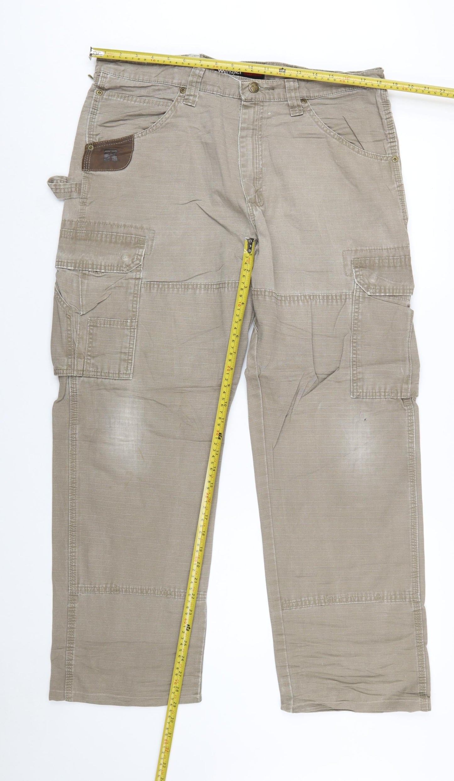 Wrangler Mens Beige Cargo Workwear Trousers Size 36x32