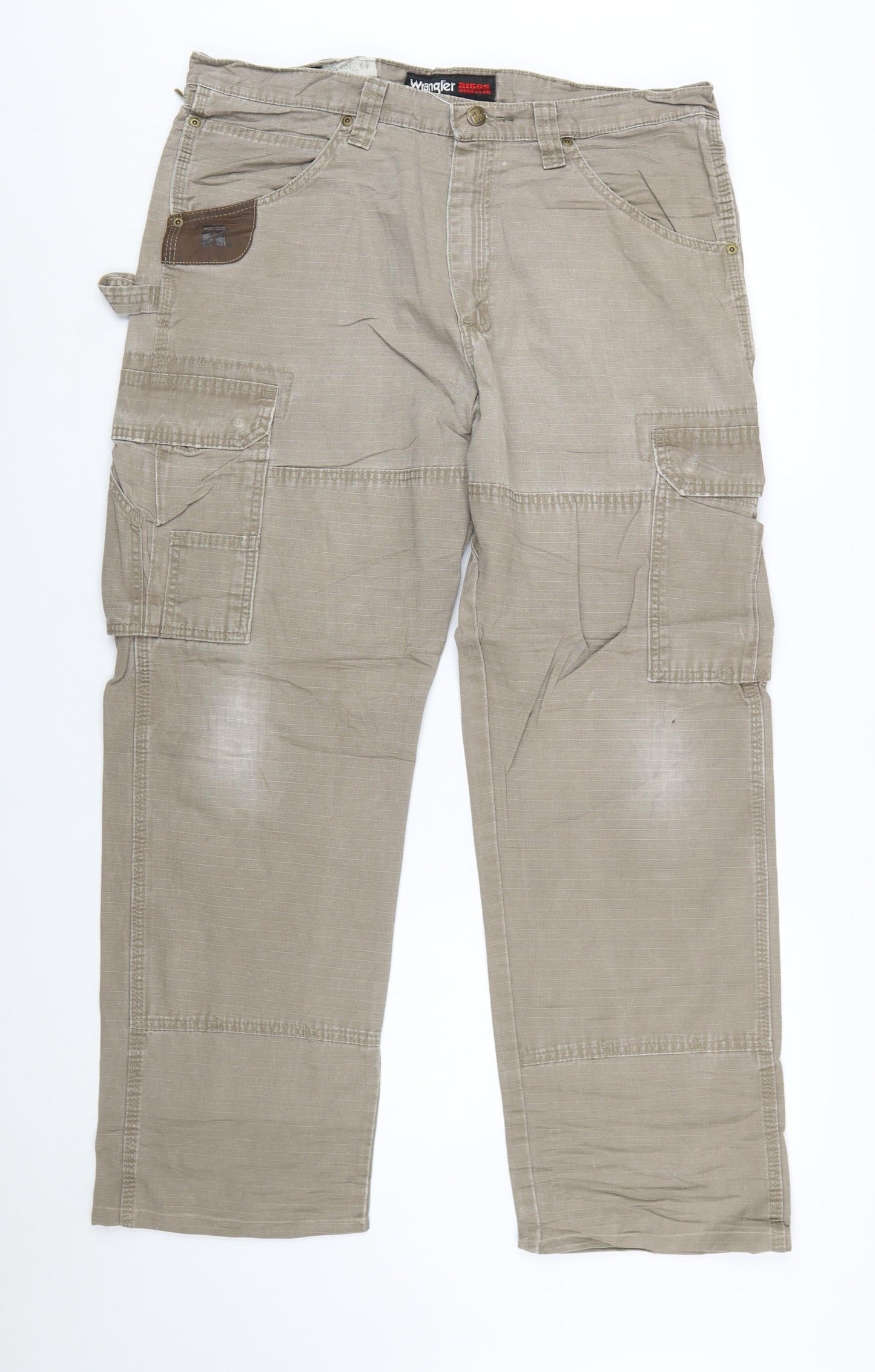 Wrangler Mens Beige Cargo Workwear Trousers Size 36x32