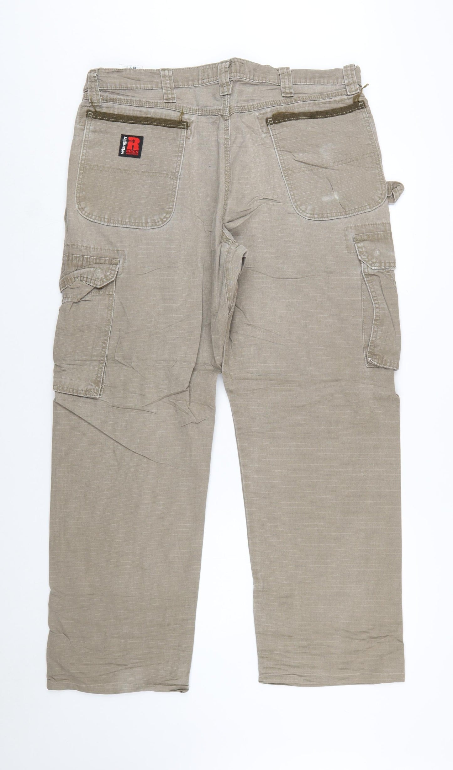 Wrangler Mens Beige Cargo Workwear Trousers Size 36x32