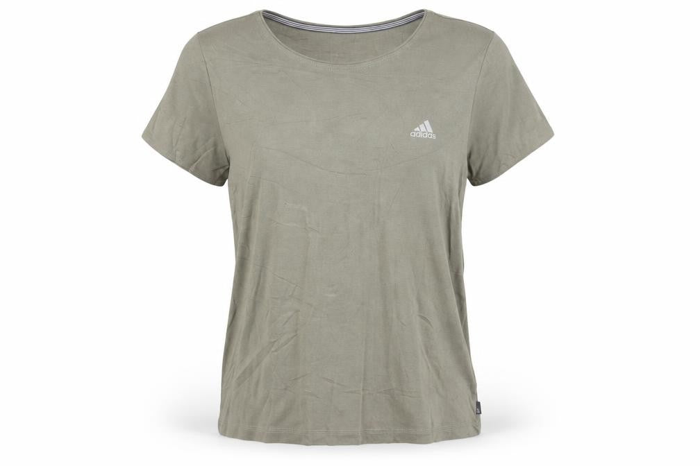 Adidas Women Green Cotton Crew Neck Short Sleeve T-Shirt Size 18