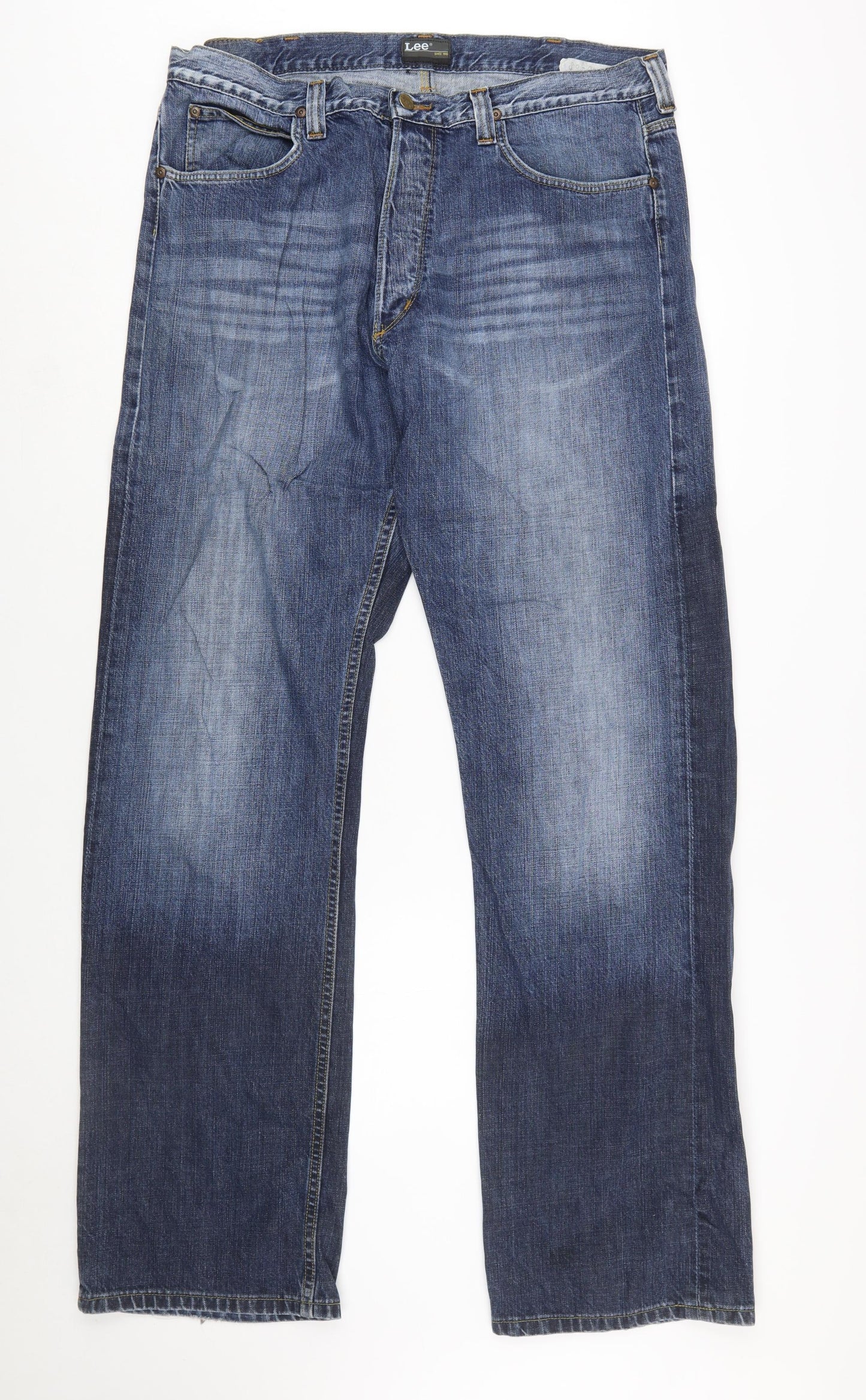 Lee Men’s Blue Straight Leg Jeans W38 L36 Regular Fit Denim