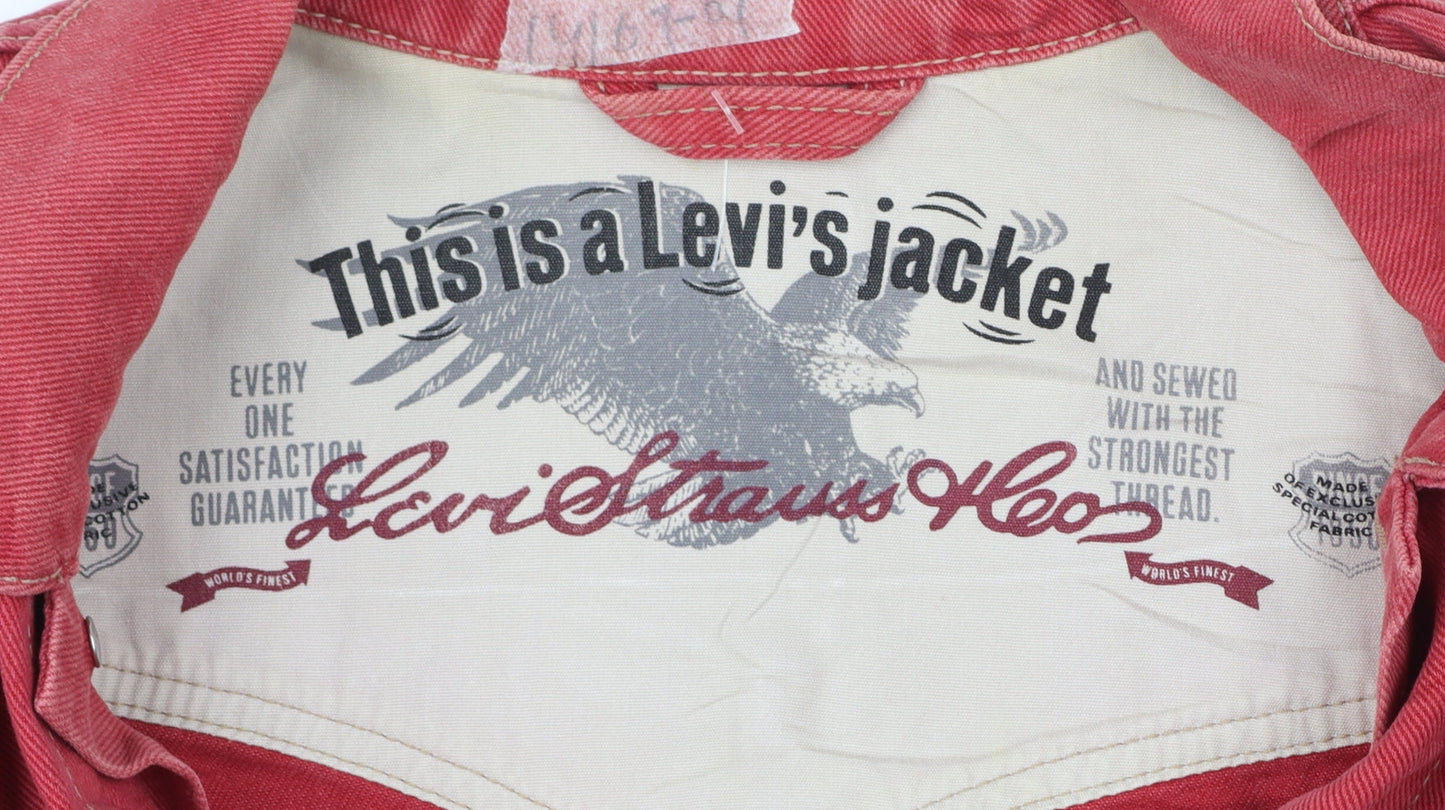 Levi's Men's Red Denim Jacket M Vintage Classic Cotton Twill
