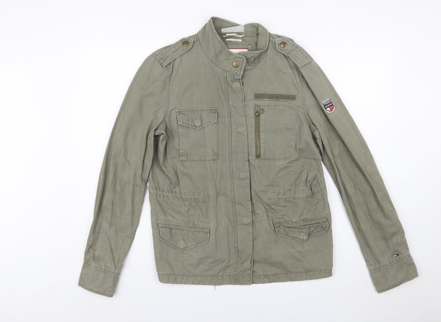 Tommy Hilfiger Women’s Green Military Jacket L Cotton Casual