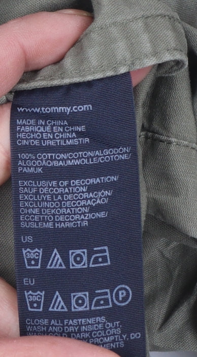 Tommy Hilfiger Women’s Green Military Jacket L Cotton Casual