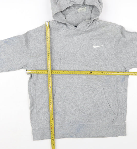 Nike Boys Grey Pullover Hoodie 12-13 Years Cotton Blend Sweatshirt